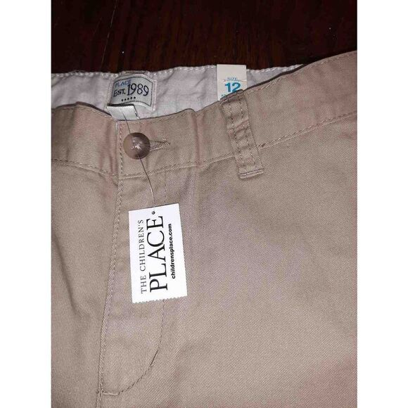 New Boys Size 12 Childrens Place Khaki Tan Adjustable Waist Cotton Pants NWT - Picture 4 of 5